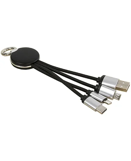 Брелок з перехідниками Type-C, Miсro-USB, Lighting, USB, підсвідкою лого та карабіном, ZORAN, 16 см